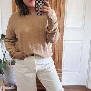 J CREW 100% Cotton Lightweight Knitted Tan Sweater. Size M